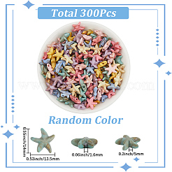 300PCSアクリルビーズ  天然石風  スター  ミックスカラー  14x13.5x5mm  穴：1.6mm&nbsp;SACR-SP0001-47