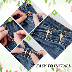 8 Sets 4 Colors Sparkling Star Shape Alloy Adjustable Jean Button Pins&nbsp;DIY-FG0004-87