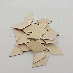 Unfinished Wood Rhombus Shape Discs Slices&nbsp;WOCR-PW0001-005B