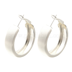 女性用真鍮リングフープピアス  銀  37.5x10mm&nbsp;EJEW-A121-17A-S