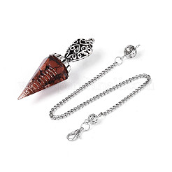 Natural Red Jasper Chip & Epoxy Resin Dowsing Pendulum Big Pendants&nbsp;AJEW-N004-01G
