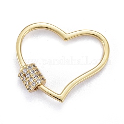 Brass Micro Pave Clear Cubic Zirconia Screw Carabiner Lock Charms&nbsp;ZIRC-E164-05G