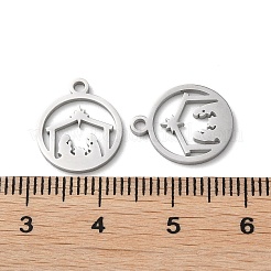 変色しない304ステンレススチールチャーム  手動研磨  キリスト降誕のシーン  ステンレス鋼色  14.5x12x1mm  穴：1.6mm&nbsp;STAS-Q303-08P