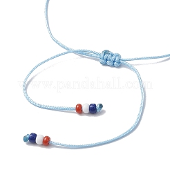 Independence Day Natural Carnelian & White Jade & Dyed Yellow Jade Gemstone Round Beads Braided Bracelets&nbsp;BJEW-MZ00178-03