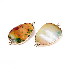 Brass Pave Dyed Natural Agate Connector Charms&nbsp;G-T139-97