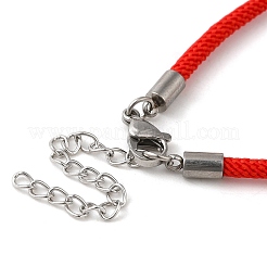 ミラノコード＆304ステンレススチールブレスレットの作り方  丸皿付き  レッド  トレイ：8mm  7-1/4インチ（18.5cm）&nbsp;MAK-H004-02B-P02