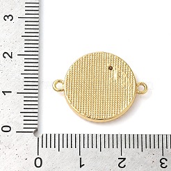 Rack Plating Brass Micro Pave Clear Cubic Zirconia Flat Round with Moon Connector Charms&nbsp;KK-K385-088G