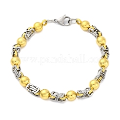 304 Stainless Steel Round Link & Byzantine Chains Bracelets for Women Men&nbsp;BJEW-R018-19GP