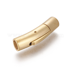 イオンプレーティング（IP）304ステンレススチールバヨネットクラスプ  コラム  マットゴールドカラー  28~28.7x7x8mm  穴：5mm&nbsp;STAS-I013-5mm-MG