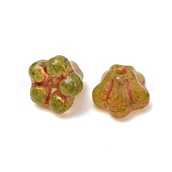 手作りのランプワーク ビーズ キャップ  花  黄緑  7x8.5x8.5mm  穴：1mm  約240個/袋&nbsp;LA-CBAA1BE-02K