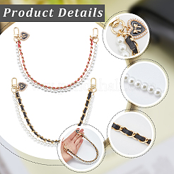 2Pcs 2 Colors PU Leather & Plastic Pearl  Phone Hand Strap Chains&nbsp;AJEW-CN0003-47A