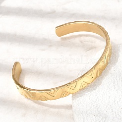 304 Stainless Steel Cuff Bangles for Women Men&nbsp;BJEW-H644-05G
