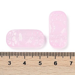 スプレー塗装された透明ガラスコネクタチャーム  カーブ長方形のリンク  ピンク  25x12x6.5mm  穴：1.4mm&nbsp;X1-GLAA-H035-06J
