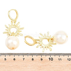 サンブラスフープピアス  電気メッキされたガラス  カドミウムフリー＆鉛フリー  長持ちメッキ  ラックめっき  18KGP本金メッキ  53x23mm&nbsp;EJEW-Z164-13G