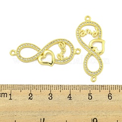 Rack Plating Brass Micro Pave Clear Cubic Zirconia Infinity with Heart Links&nbsp;KK-B091-48G-03