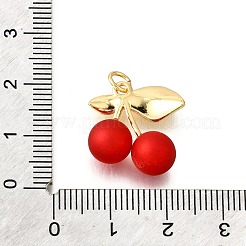 スプレープリント真鍮製ペンダント  チェリー  18KGP本金メッキ  19x17.5x8mm  穴：3.4mm&nbsp;X-KK-G529-08G
