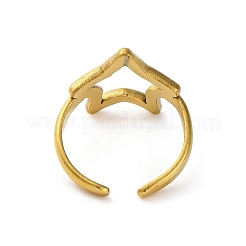 304ステンレススチール製中空スターオープンカフリング女性用  18KGP本金メッキ  17.5mm  調整可能&nbsp;RJEW-K258-07G