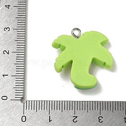 不透明樹脂ペンダント  椰子の木のチャーム  プラチナメッキ鉄ループ付き  ライム  25.5x24x6.5mm  穴：2mm&nbsp;RE-CBAB589-01A-01