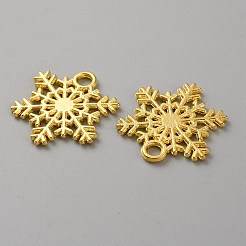 合金ペンダント  スノーフレーク  ゴールドカラー  24x22x1.5mm  穴：3mm&nbsp;LS-FIND-WH20006-18G