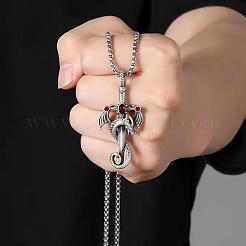 Alloy & 201 Stainless Steel & Rhinestone Dinosaur Wrapped Sword Pendant Necklaces for Men&nbsp;FS-WGFE8C1-04
