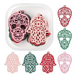 36Pcs 2 Style 430 Stainless Steel Filigree Pendants&nbsp;STAS-LS0001-83