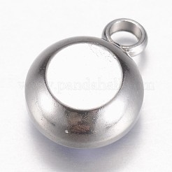 ガラスチャーム  多面カット  304ステンレススチール製金具付き  フラットラウンド  ライラック  14x10x6.5mm  穴：2.5mm&nbsp;GLAA-G019-P07