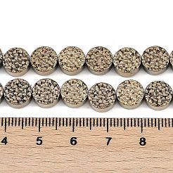 電気めっき合成非磁性ヘマタイト ビーズ 連売り  フラットラウンド  コー​​ヒーメッキ  8x3.5mm  穴：0.6mm  約49個/連  15.87''（40.3センチメートル）&nbsp;G-H072-F01-01A