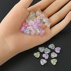 クリアクラックアクリルビーズ  ハート  ミックスカラー  9.5x10.5x6.5mm  穴：1.8mm&nbsp;MACR-YW0002-47