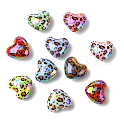 UV Plating Rainbow Iridescent Leopard Print Acrylic Beads&nbsp;SACR-CJC0008-04