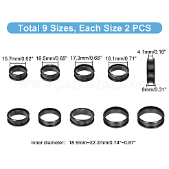 18Pcs 9 Size 201 Stainless Steel Grooved Finger Ring Settings&nbsp;STAS-UN0049-98EB