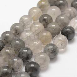 天然石クラウディクォーツビーズ連売り  ラウンド  8mm  穴：1mm  約47個/連  15.5インチ（39cm）&nbsp;G-E376-8mm-01
