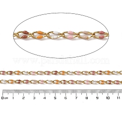 イオンプレーティング（IP）304ステンレススチールエナメルリンクチェーン  スプールで  ハンダ付け  ミックスカラー  9x3.8x2mm&nbsp;CHS-H027-01G-05