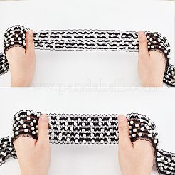 2ヤードのポリエステルレーストリム  模造真珠ビーズ  フラット  ブラック  2-1/8インチ（53x7mm）  約1.82 M&nbsp;OCOR-AR0001-35A