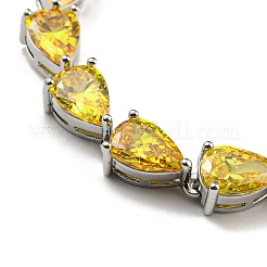 Rack Plating Brass Pave Cubic Zirconia Teardrop Links Bracelets for Women&nbsp;BJEW-H604-01P-04