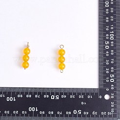 10Pcs Triple Natural Malaysia Jade Round Beaded Connector Charms&nbsp;PALLOY-SW00003-05