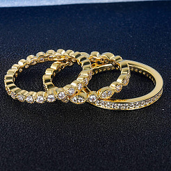 3Pcs 3 Styles Brass Micro Pave Clear Cubic Zirconia Finger Rings for Women&nbsp;FS-WG3CB6F-02