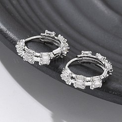 真鍮ガラスフープピアス  リング  プラチナ  16.5x16.5x4.5mm&nbsp;EJEW-Q014-23P