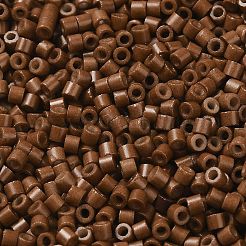 焼付塗装ガラスシードビーズ  シリンダー  サドルブラウン  2x1.5mm  穴：1mm  約5599個/50g&nbsp;X-SEED-S042-05B-43