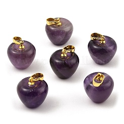 天然と合成の混合宝石教師のリンゴのチャーム  ベイルに金メッキ真鍮スナップ付き  染めと未染色の混合  14.5x14mm  穴：6.5x4mm&nbsp;G-Z022-02