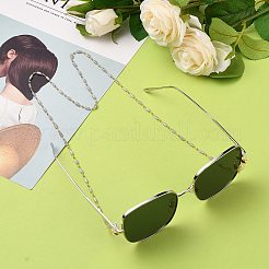 眼鏡チェーン  眼鏡用ネックストラップ  手作りのガラスビーズチェーン付き  ハンダ付け  鉛フリー＆カドミウムフリー  真鍮パーツ  ラバーループエンドと真鍮製カニカン  ライトグレー  28.1インチ（71.5cm）&nbsp;AJEW-EH00287-03
