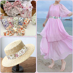 1 Roll Single Face Printed Polyester Grosgrain Ribbons&nbsp;SRIB-CY0001-12A