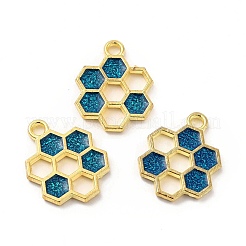 合金エナメルチャーム  ハニカムチャーム  ゴールドカラー  ライトシーグリーン  19x15x1.5mm  穴：2mm&nbsp;ENAM-J650-06G-06