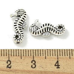チベット風合金ビーズ  鉛フリー＆カドミウムフリー  タツノオトシゴ  アンティークシルバー  15x7.5x3.5mm  穴：1.2mm  約1234個/1000g&nbsp;TIBE-I026-6018AS