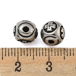 Round with Cross 304 Stainless Steel Beads&nbsp;STAS-E214-01AS-01