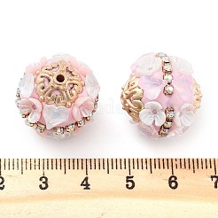 手作りのインドネシアビーズ  合金と  樹脂とガラス  ハートと花の丸  ミックスカラー  21x20mm  穴：1.6mm&nbsp;FIND-Q106-36