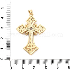 Rack Plating Brass with Cubic Zirconia Pendants and ABS Imitation Pearl&nbsp;KK-Q017-07E-G