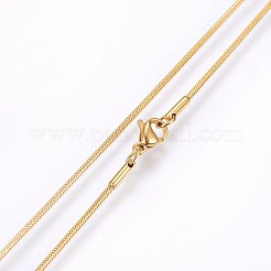 イオンプレーティング（IP）304ステンレススチールスネークチェーンネックレス  カニカン付き  18KGP本金メッキ  17.7インチ（45cm）  1.2mm&nbsp;NJEW-F226-01G-01