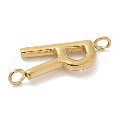 304ステンレススチールレターコネクタチャーム  14KGP本金メッキ  文字r  12x4.5x2mm  穴：1.2mm&nbsp;LS-STAS-M108-01G-18