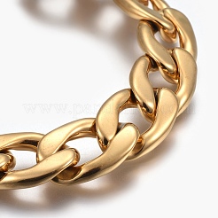 Ion Plating(IP) 304 Stainless Steel Curb Chain Bracelets&nbsp;BJEW-L634-05D-G