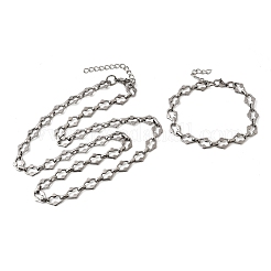 304 Stainless Steel Link Chain Bracelet & Necklace Jewelry Sets&nbsp;SJEW-L199-20P